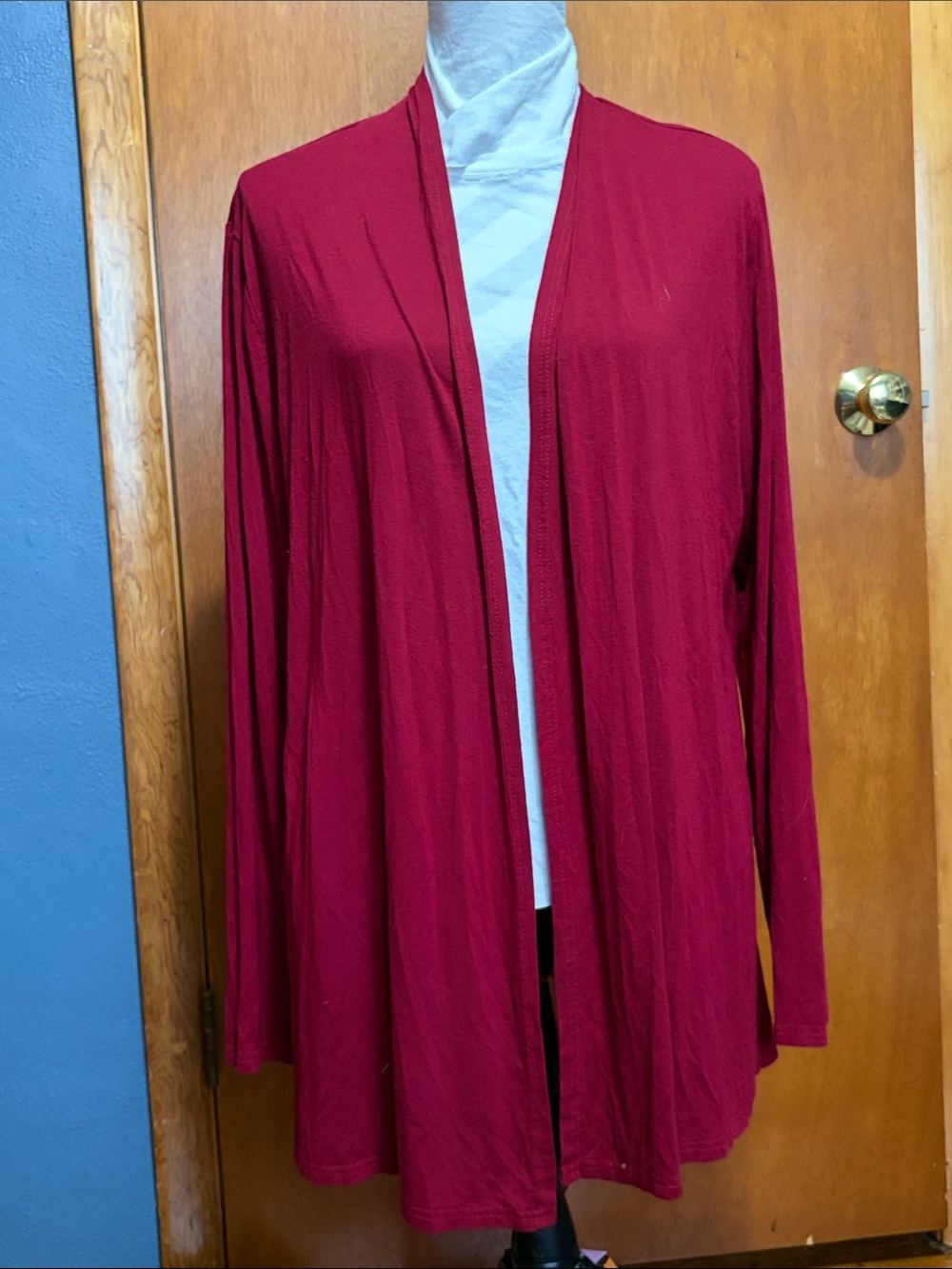 Women's Open-Front Cardigan Sweater - Dark Red